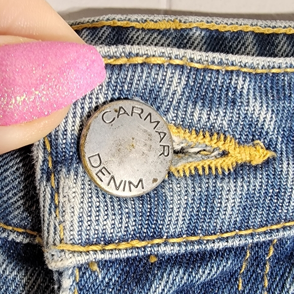 4 for $20 Carmar High Waist Cropped Raw Hem Reflective Strip Jeans Size 26 - Picture 6 of 8